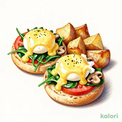 Vegetarian Eggs Benedict (Spinach, Tomato, Mushroom)