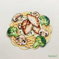 グリルチキンのアンチョビクリームパスタ