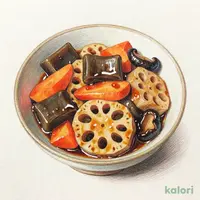3種のだしを使用した野菜の炊き合わせ