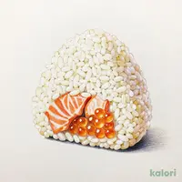 紅鮭ほぐしと生たらこおむすび