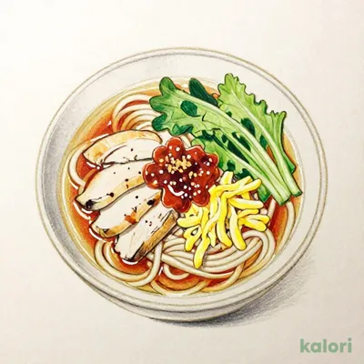 梅と蒸し鶏のあったかそうめん