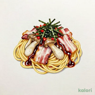 きのことベーコンの醤油パスタ