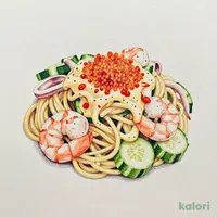 Shrimp and Squid Mentaiko Spaghetti Salad