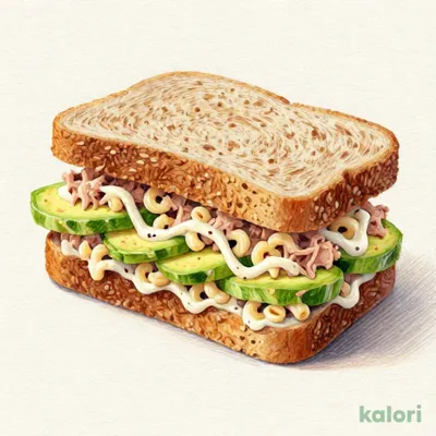 Avocado and Tuna Macaroni Sandwich with Cream Cheese Sauce