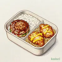 ハンバーグ&フライドチキン弁当（マスタードソース）