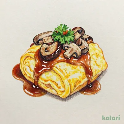 ふんわりオムレツきのこのデミソース