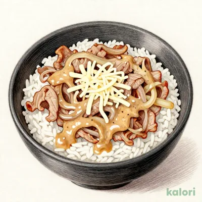 【背徳のチーズコンビニ飯】チーズソースまみれの塩ダレ豚焼肉丼