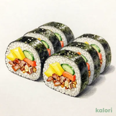キンパ　彩り具材と甘辛豚肉
