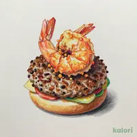 ハンバーグと大きなエビフライ