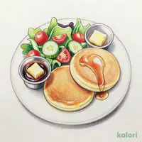 サラダとホットケーキのプレート