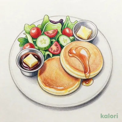 サラダとホットケーキのプレート
