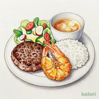 ハンバーグステーキ＆天然海老のフライ スペシャルセット