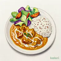 十六穀米で食べるバターチキン＆キーマカレー