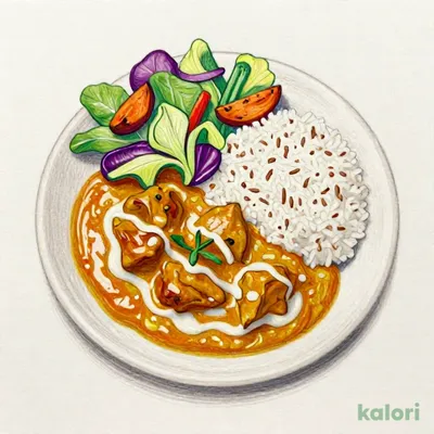 十六穀米で食べるバターチキン＆キーマカレー