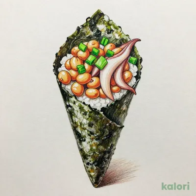 Squid and Natto Hand Roll (with Green Onion)