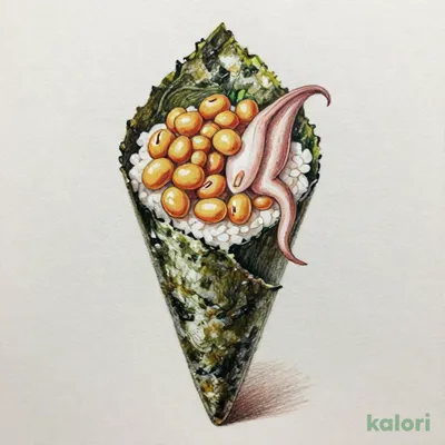 Squid and Natto Hand Roll (without Green Onion)