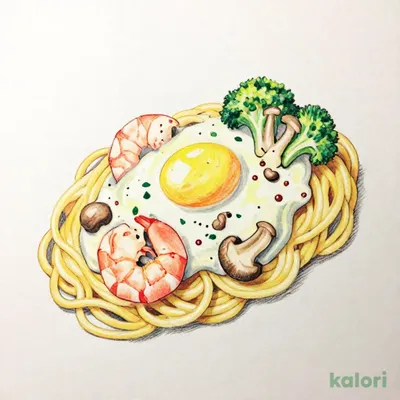 Cream Sauce with Shrimp and Scallops, Served with Onsen Egg