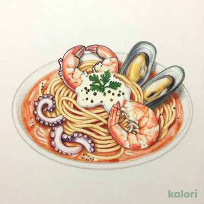 Mediterranean-style Tomato Cream Soup Spaghetti with Crab and Shrimp