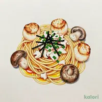 具だくさん!!カニと帆立と4種きのこのペペロンチーノ