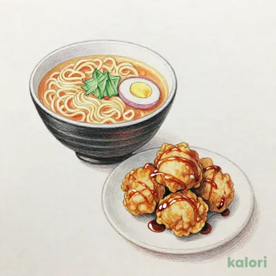 から揚げユーリンチ風とらーめんのセット（とんこつ）