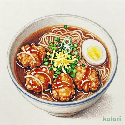 から揚げユーリンチ風とらーめんのセット（旨辛しょうゆ）