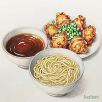 から揚げユーリンチ風と濃厚つけ麺のセット