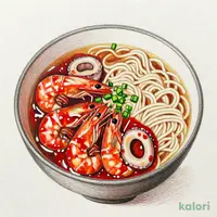 エビとイカのチリソースとらーめんのセット（しょうゆ）