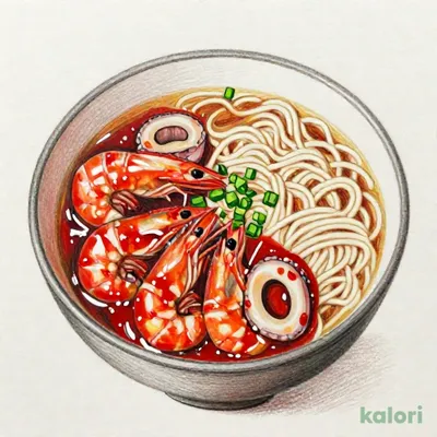 エビとイカのチリソースとらーめんのセット（しょうゆ）