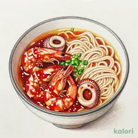 エビとイカのチリソースとらーめんのセット(みそ)