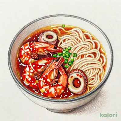 エビとイカのチリソースとらーめんのセット（みそ）