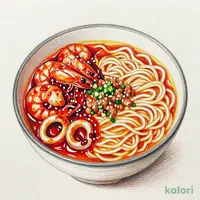 エビとイカのチリソースとらーめんのセット（タンタンめん）