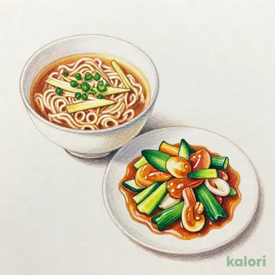 具だくさん八宝菜とらーめんのセット（しょうゆ）