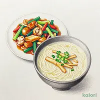 具だくさん八宝菜とらーめんのセット（とんこつ）