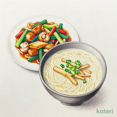 具だくさん八宝菜とらーめんのセット（とんこつ）