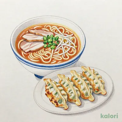 浜松餃子とらーめんのセット（旨辛みそ）