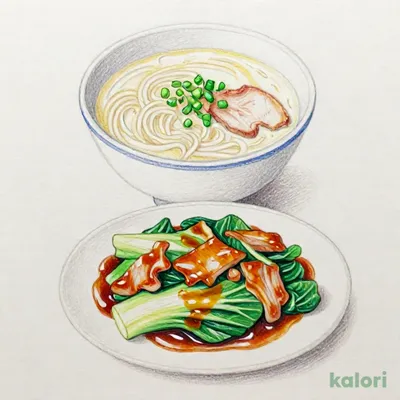 豚肉とキャベツのホイコーローとらーめんのセット（とんこつ）