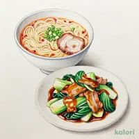 豚肉とキャベツのホイコーローとらーめんのセット（旨辛とんこつ）