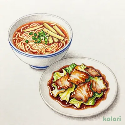 豚肉とキャベツのホイコーローとらーめんのセット（旨辛みそ）