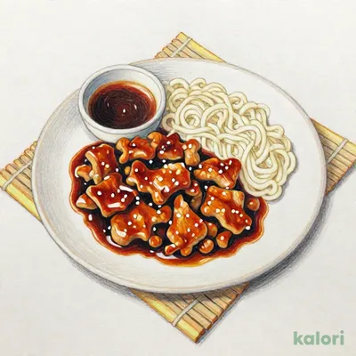 豚肉のバーベキューソース炒めとらーめんのセット（ざるらーめん）