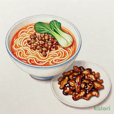 豚肉のバーベキューソース炒めとらーめんのセット（タンタンめん）