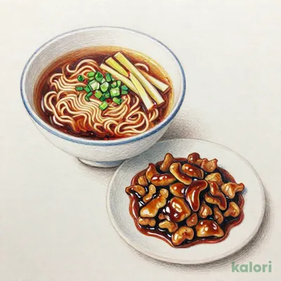 豚肉のバーベキューソース炒めとらーめんのセット（旨辛しょうゆ）