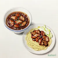 豚肉のバーベキューソース炒めとらーめんのセット（濃厚つけ麺）