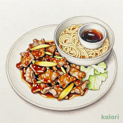 豚肉の中華風しょうが焼きとらーめんのセット（ざるらーめん）