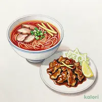 豚肉の中華風しょうが焼きとらーめんのセット（旨辛しょうゆ）