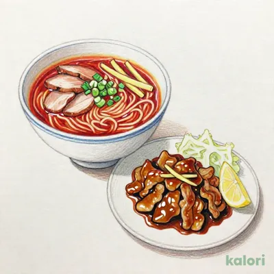 豚肉の中華風しょうが焼きとらーめんのセット（旨辛しょうゆ）