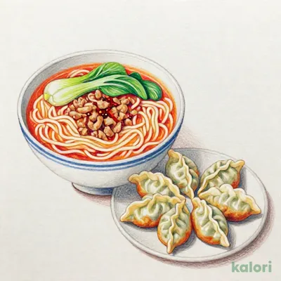 餃子とらーめんのセット（タンタンめん）