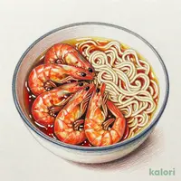 ぷりぷりエビのチリソースとらーめんのセット（しょうゆ）