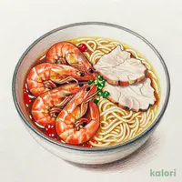 ぷりぷりエビのチリソースとらーめんのセット（とんこつ）