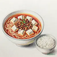 四川風マーボーとらーめんのセット（旨辛とんこつ）
