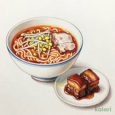 豚の角煮とらーめんのセット（旨辛みそ）